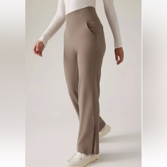 Athleta Pants - Athleta Venice Flare Pant Split Hem Women Sz 2X Rustic Beige Stretch Travel